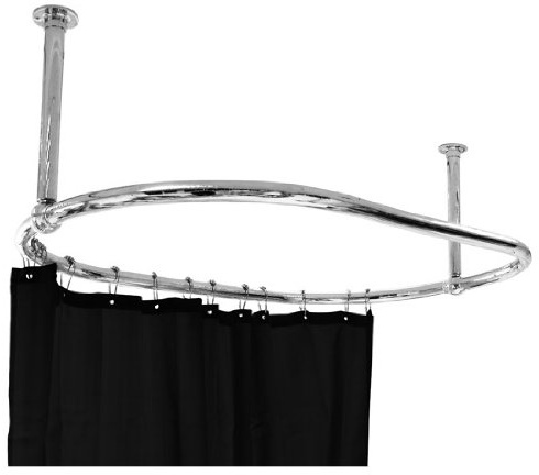 Luxury Oval Shower Curtain Rod (Free Curtain Rings)Ceiling Mounted for Clawfoot Tub Freestanding Curtain Rail Heavy Duty in Chrome Finish - 45 x 25 Inch