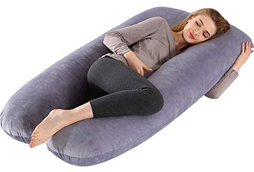 SHILINTONG Cojín de Embarazo con Funda de Terciopelo, cojín de Maternidad en Forma de U de 70 x 130 cm para Mujeres Embarazadas, Adultos, Soporte Completo para el Cuerpo