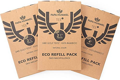 Papa Hummel – Premium Golf Tees Holz Nachfüllpack, 54mm - 240 Stück | 70mm - 160 Stück | 101mm - 100 Stück, Für Einen Idealen Abschlag, Bruchfest & Ökologisch Durch Flexiblen Bambus (101mm)
