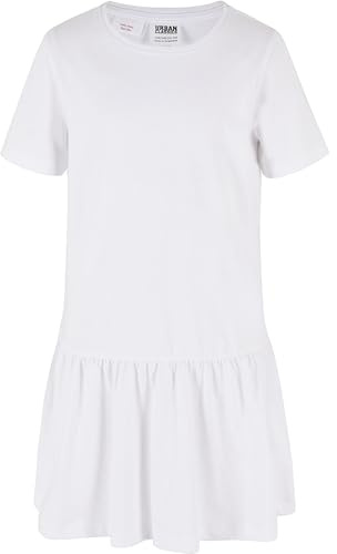 Urban Classics Vestido de Camiseta con Cenefa para niña, Blanco, 146/152 cm