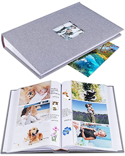 1DOT2 Photo Album for 4x6 Pictures with Writing Space, Grey