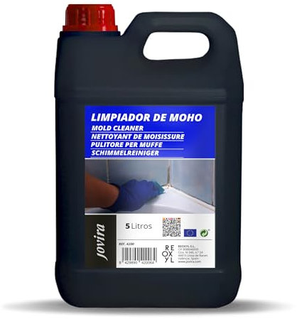 JOVIRA PINTURAS Limpiador de Moho. Elimina el Moho. Eficaz para manchas de microorganismos en terrazas, tejados, paredes, jardín, azulejos, bañeras, cocinas, aseo. (5 Litros) D-13A