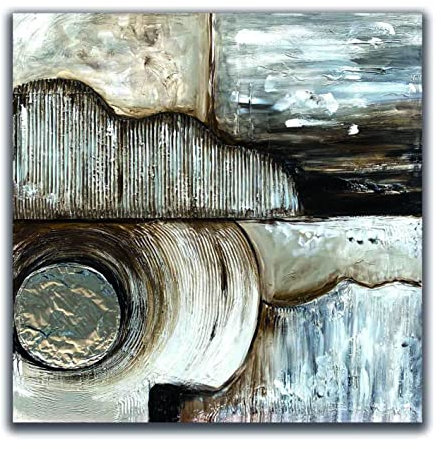 DIAMOND HOME Dipinto a Mano Acrilico su Tela con Telaio d'Abete da 3 cm - Quadro Materico con Dettagli e Applicazioni a Rilievo - Made in Italy da Pittori Specializzati (80 x 80 cm) B 036