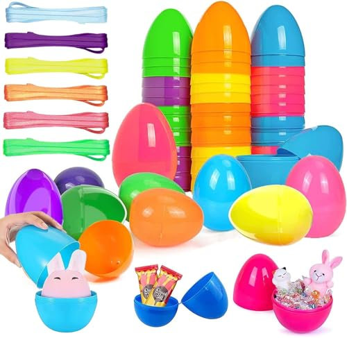 YeahBoom 24 Stück Ostereier Plastik,7cm Plastikeier Ostern,Gemischte Farben Kunststoff Ostereier,Ostereier zum Befüllen,Ostereier Deko,Zum Füllen von Süßigkeiten und Kindergeschenken an Ostern
