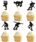 24-Pack Skateboard Cupcake Toppers Schwarz Glitter Skateboarding Cupcake Picks Sport Skaten Thema Bachelorette Geburtstag Party Kuchen Dekorationen Zubehör