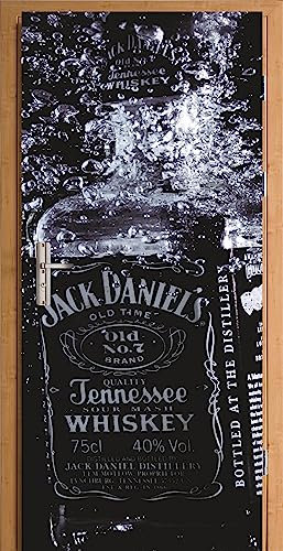 HUBDECO Türwandbild - Selbstklebende Türaufkleber - Wandbilder Aufkleber - Fantasi, Kunst, Leinwand Tapete - Türaufkleber - für Türen, Möbel, Schränke, Spiegel - 88x200cm - Jack Daniels