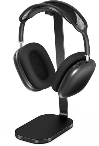 VICHYIE Soporte Auriculares, Soporte Pesado para AirPods MAX, Accesorios Escritorio para Auriculares, Auriculares para Juegos, Hecho de Aluminio, ABS y Silicona- Negro