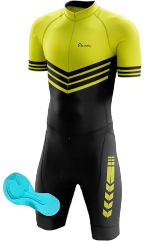 Triathlon Anzug Herren - Einteiliges Radtrikot - Trisuit Einteiler – Triathlonanzug - Triathlon Einteiler Kurz - 3Taschen für Wettkampf Run, Cycle, Swim,Herren Fahrradbekleidung Set (10,XXL)