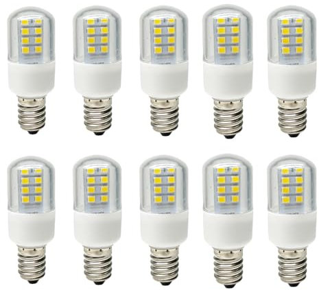 ALIVIM 10 Stück T22 E12 110V 220V Mini LED Mais Glühbirne Kühlschrank Dunstabzugshaube Nähmaschine Mikrowellenherd Licht Lampe,Warm white,110V