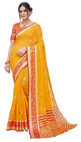 KULIA® Sari indio para mujer con blusa sin coser Ropa de fiesta india Sari de Bollywood Colección nupcial Accesorios de boda para mujeres Tela de algodón Sari tradicional liso Ropa normal Regalos
