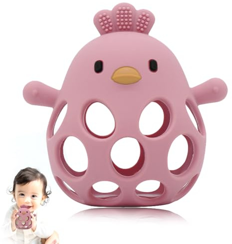 Teething Toys for Baby - New Infant Silicone Chicken Baby Teether Toy Sensory Toy from 0 Months Prevents Finger Sucking - Teethers Aid & Grasping Ball - Gifts for Boys & Girls