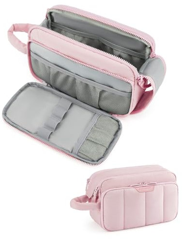 BAGSMART Reise-Kulturtasche für Damen, bauschiger Kosmetik- und Make-up-Organizer, große, weit zu öffnende Reisetasche für Toilettenartikel, Pink