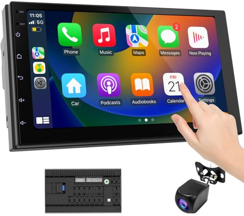 Haudio 7 Inch 2 Din Wireless Car Screen for Apple CarPlay & Android Auto,with Backup Camera,FM/AM,Mirror Link,Bluetooth,Voice Control,GPS Navigation for All Cars |CarPlay Screen (RAM 2GB+ROM 64GB)