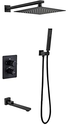 Grifo Mezclador baño, Juego Mezclador Ducha Empotrado, Cabezal Ducha Cuadrado y Manguera con Juego Mezclador Ducha, Kit Mezclador Ducha