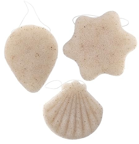 PLAFOPE 3stücke Konjak Gesichtsschwämme Natürliche Peeling Schwämme Reinigungsquaste Für Hautporen Entfernt Make-up Und Schmutz Wiederverwendbar Lufttrocknend