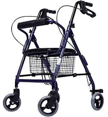 QHLMLL Andador Plegable, práctico y estándar para Transporte de Personas con Asiento y 4 Ruedas - Andador Ligero y Plegable con Ruedas Ayuda móvil Ayudas para Caminar compactas y Ajustables Propósi