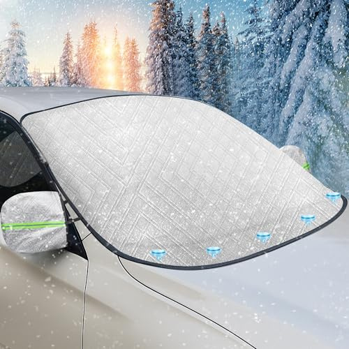 Lureon Telo Parabrezza Antigelo 5 Magnet - Antineve, Polvere, Ghiaccio, Sole - Copri Vetro Auto Ghiaccio e Copriparabrezza - Copri Parabrezza Auto Inverno Universale(156X126cm)