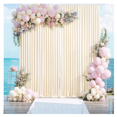 Toile de Fond pour Mariage Silky Wrinkle-Effect Backdrop Curtains Wedding Photography & Event Decor, Soft Drapes(Color 1,150x214cm(5x7FT))