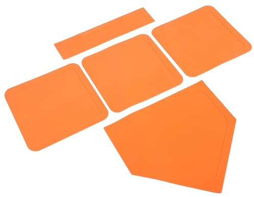 Didiseaon Bases de Softball Étanches en Caoutchouc, Lot de 5 Pièces Orange, Tapis de Lancer Épaissi et Résistant à L’Usure, Équipement Terrain de Baseball et Softball pour Entraînement