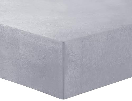 VISION Spannbettlaken, Flanell, Grau, 180 x 200 cm, mit 30 cm Spannhöhe, 100 % Baumwolle, Flanell
