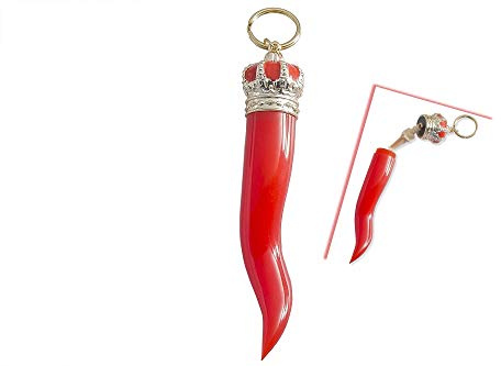 Corno Portafortuna con Corona Svitabile Dipinta a MANO e Gobbo Interno – Made in Italy – Ciondolo Portachiavi Portafortuna Napoletano – Idea Regalo Originale - Italian Lucky Horn