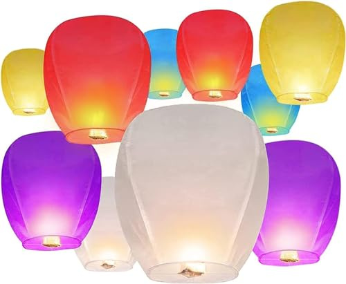 ZAJCI - Farolillos chinos a mano, biodegradables, resistentes de papel de cumpleaños, volador, desean linternas celestiales para boda, nueva fiesta de cumpleaños, conmemoraciones (20 unidades)