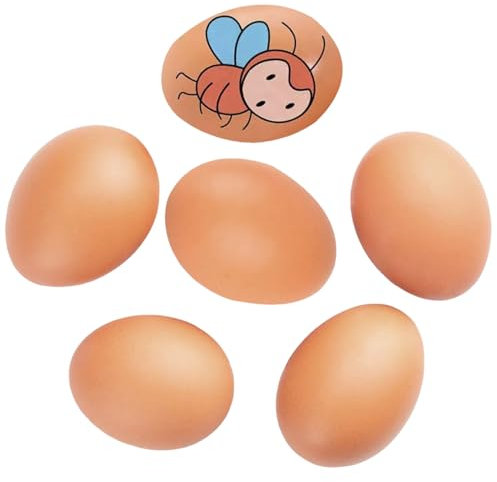 SRTSTR 6 Piezas Huevos de Madera, Huevos Falsos para Gallinas, Huevos Falsos Realistas Sólido, Huevos de Pascua para Pintar Puede Promover Que Las Gallinas Pongan Huevos y Evitar Picotear