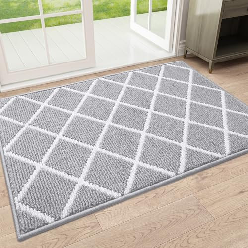 Finchitty Indoor Door Mat, Dirt Resistant Doormat, Light Grey, 32x20