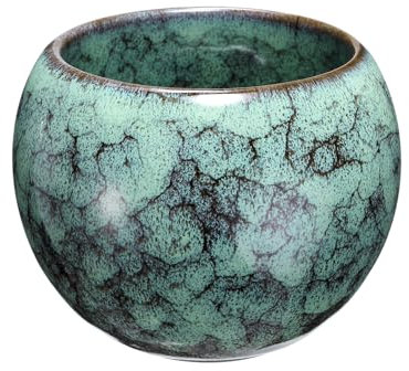 sourcing map Juego de té de cerámica china japonesa de 5 onzas, hecho a mano, de cerámica esmaltada, sin asa, taza de té pequeña para mate, té, café, vino, bebidas para el hogar y regalos, verde