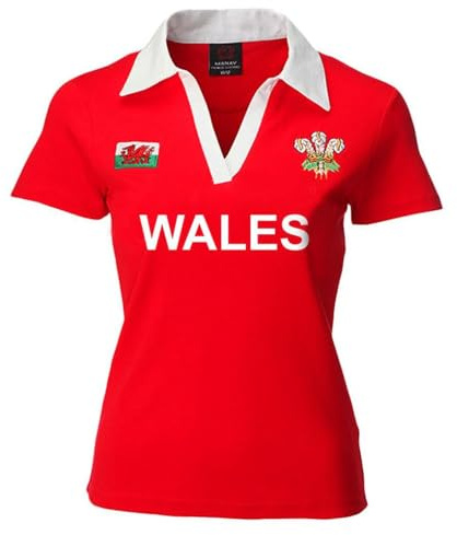 Manav Ladies Wales Top Athletic Short Sleeve Welsh Rugby Shirt Casual Polo Stretchable Durable Breathable Quick Dry Lightweight Performance for Women Sports Outdoor Red