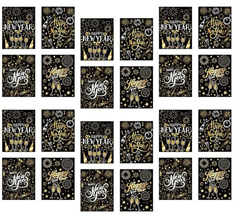 24 etiquetas adhesivas decorativas impermeables para botellas de vino de Año Nuevo 2026, para decoración de fiestas de vino de champán, decoración de botellas de Año Nuevo