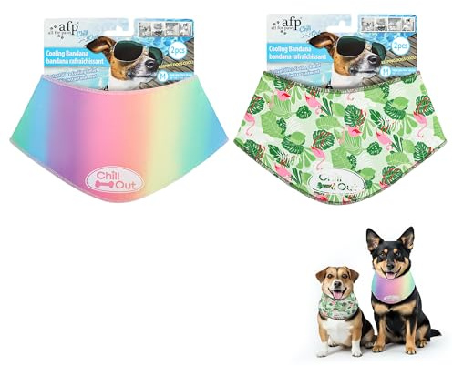 ALL FOR PAWS Chill Out 2PCS Dog Ice Bandana, Instant Cooling Bandana for Dogs, Dog Cooling Neck Wrap, Breathable Scarf Dog Cat Ice Collar for Summer, Neck Girth 38-46 cm/15-18.1 Inch(Medium)