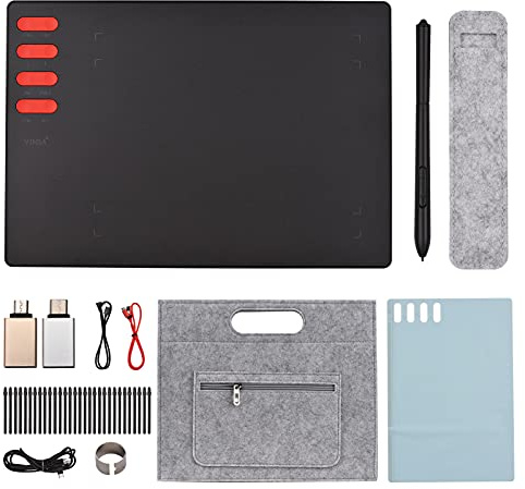 Ejoyous Grafikplatta Digital Konst Grafik med Batterifri Penna 8192 Trycknivåer 8 Genvägstangenter 7,6 X 5,6 i Aktivt Område för Ritdesignundervisning på (Typ 3)