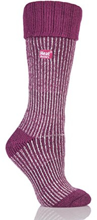 HEAT HOLDERS Unisex GENUINE Thermal Winter Warm Striped Wellington Boot Socks 4-8uk 37-42Eur Berry/Lightest Pink