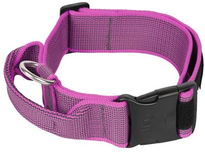 JULIUS-K9, 200HA-K-PN-2015 Color & Gray series-K9-Halsband mit Haltegriff, Sicherheitsverschluss und Logo und Sicherheitsverschluss, 50 mm*49-70 cm, verstellbar, pink-grau