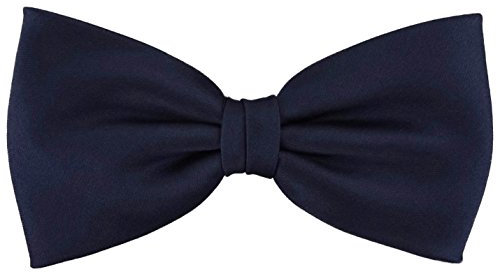 TigerTie vorgebundene Satin Fliege in marine saphirblau dunkelblau Uni einfarbig + Geschenkbox