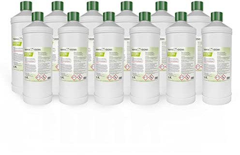 TerraDomi Rusche Steindusche, 12x1L, Steinreiniger für bis zu 4800 m², Reinigungsmittel für saubere Wege & Plätze, Wegerein, biologisch abbaubar