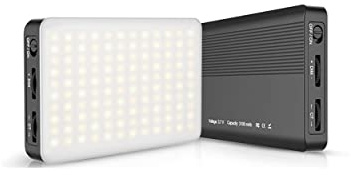 RealPower LightsOn Kamera Video Licht, Eingebaute Wiederaufladbare Batterien 3200K-6500K Dimmbar und Ultradünne Videoleuchte mit Halterung 6 Farbfilter für Social Media Streaming Interview Porträt