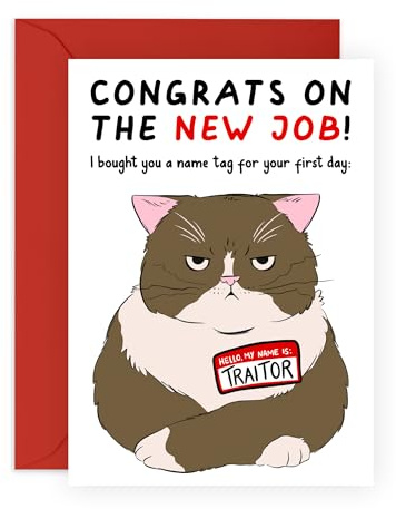 CENTRAL 23 Cartes de départ pour collègue pour homme et femme – Traître chat – Cartes d'adieu amusantes pour collègue – Cadeaux de nouvel emploi pour patron employé officier – Livrées avec des
