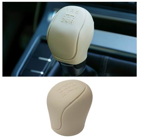 JNNJ Car Shift Knob Cover, Silicone Auto Shift Knob Cover Protection, Anti-Slip Car Knob Gear Stick Protector, Silicone Handbrake Shifter Cover, Auto Interior Accessories(Beige)