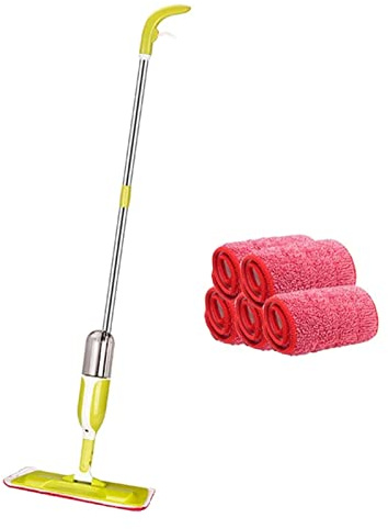trapeador húmedo y seco Trapeador en Aerosol de Microfibra, trapeador de Limpieza de Pisos húmedos y Secos con Almohadillas Lavables, trapeador Plano de Chorro húmedo para el hogar, baldosas de