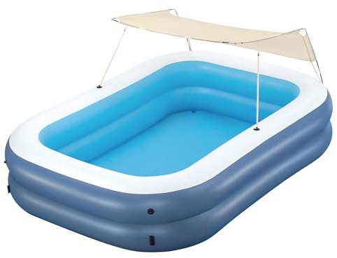 H2OGO! 8 Foot 4 Inch x 70 Inch Summer Bliss Shaded Inflatable Family Pool for Kids Ages 6 Above
