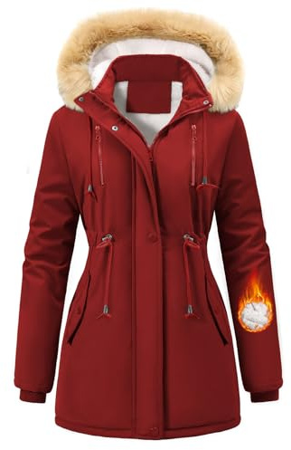 Nadeer Parka Donna Cappotti Invernali Foderato in Pile Giacca con Cappuccio in Pelliccia Sintetica Cappotto Imbottito Giubbotto con Tasche