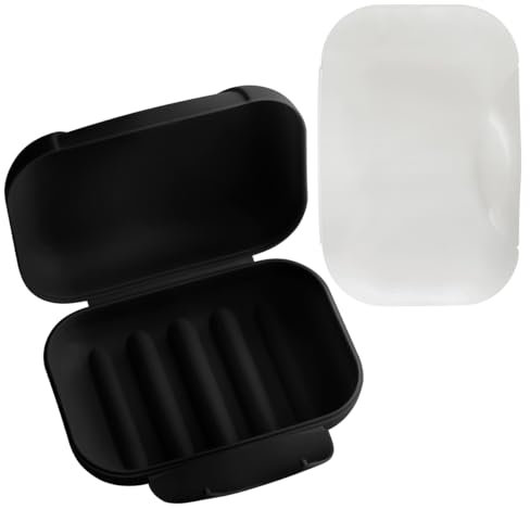 Thyonta 2PCS Leak-Proof Soap Box with Latch Portable Waterproof Sealed Storage Box with Lid Suitable for Suitcase Handbag Traveling（Black & White）