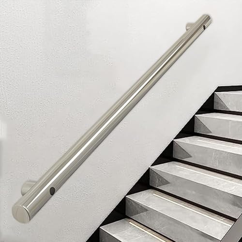 Scala in acciaio inox il 3,4 m Rotondo Spazzolato Corrimano a Muro per Interni Esterni Gradini 330 cm