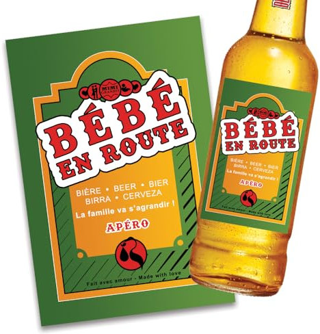 Annonce grossesse, Lot de 5 étiquettes autocollantes pour bouteille de bière, Bébé en route