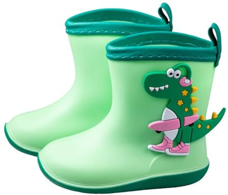 Laquieio Botas de Agua para Niñas y Niños Unisex Bota Dinosaurios de Goma Impermeable Lluvia Bebé barefoot lluvia niños Impermeable y Antideslizante zapatos