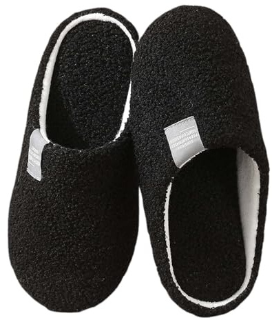 Luxvara Pantofole Peluche Donna Uomo Antiscivolo Calde leggere Morbide Comode Antiscivolo Slippers per Interni Pantofole Ospiti Lavabili Autunno Inverno Ciabatte per Hotel Casa Spa, Nero, 38-39 EU