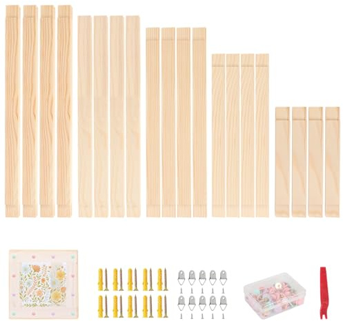 Listones de bastidor de madera para montaje en casa con chinchetas, 5 tamaños de bastidor como kit de construcción propia, listones de bastidor para pintura al óleo, pintura en lienzo, puntadas de