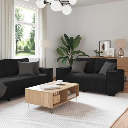 ROMHZKS Loungesofa mit Breiten Armlehnen und dick gepolsterten Sitzflächen aus strapazierfähigem Polyestergewebe, Robustes Holz- und Metallgestell für Wohnzimmer, Büro